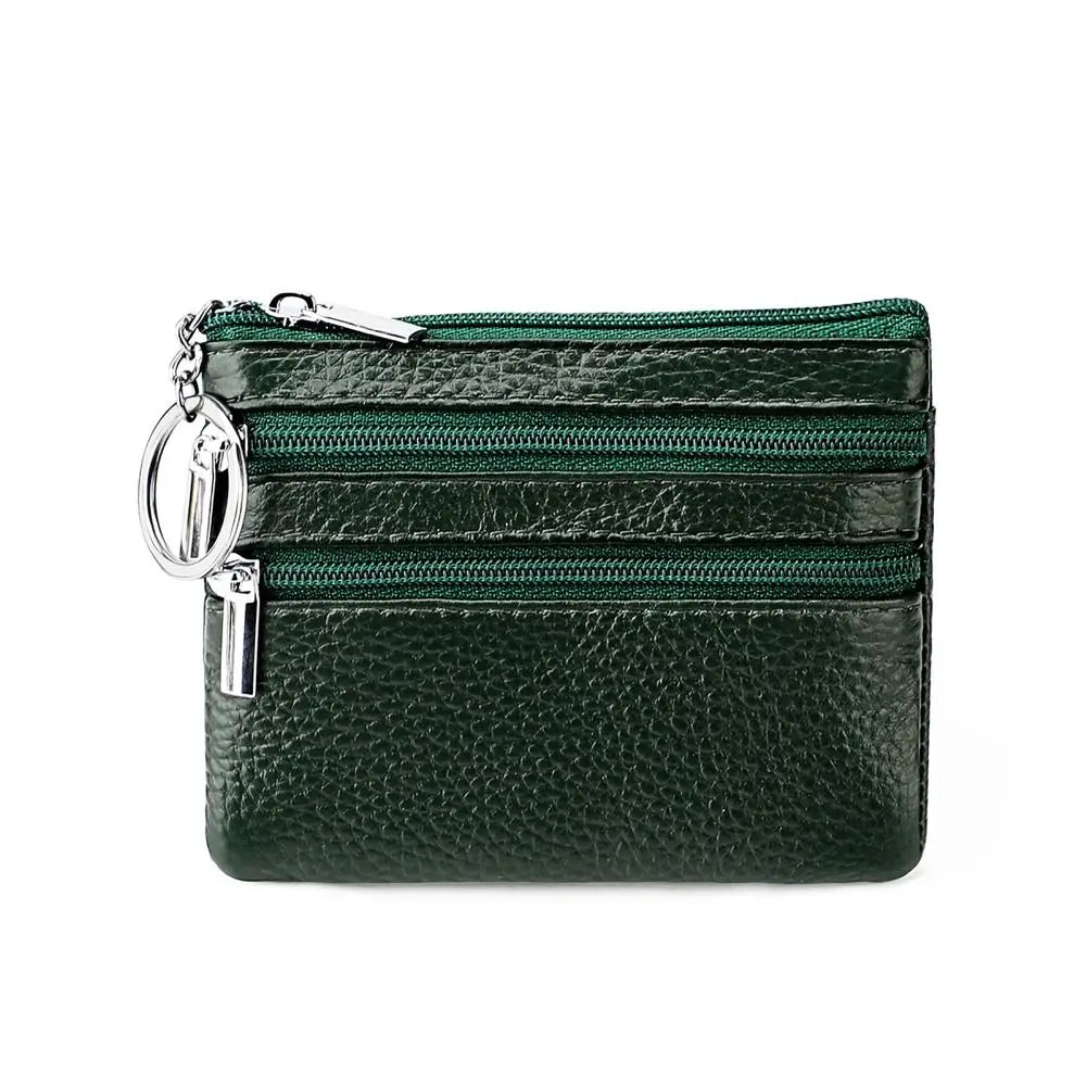 PU Leather Coin Purse with Key Ring – Waterproof Zipper Pocket Wallet & Credit Card Holder