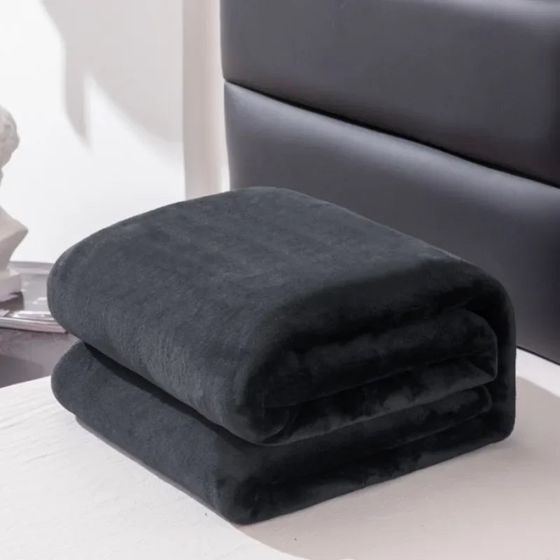Solid Color Plush Blanket – Thick Warm Farley Fleece Multifunctional Throw, Multiple Colors