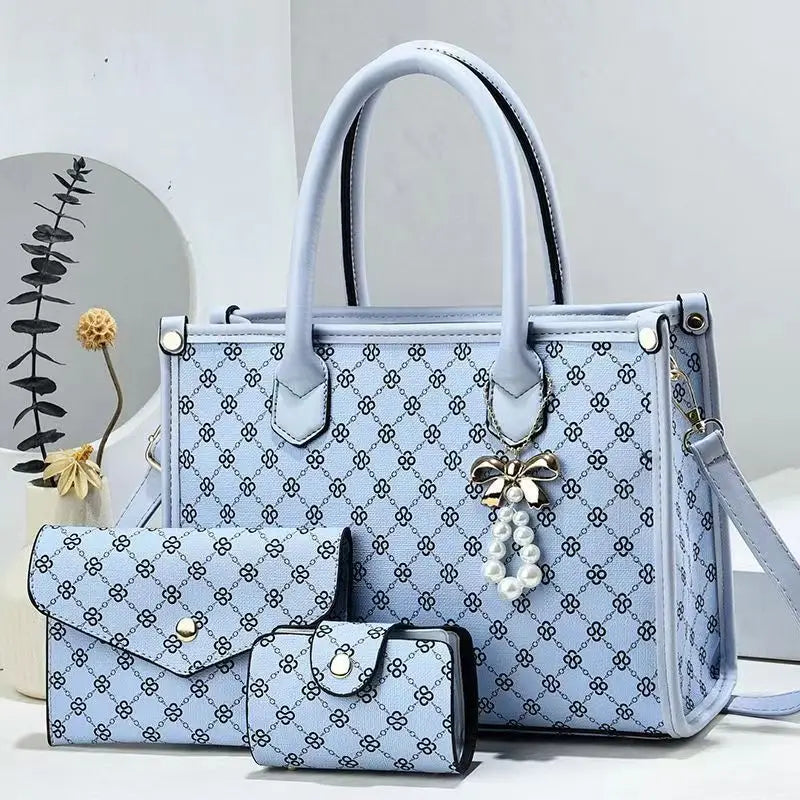 Luxury Beaded 3-Piece Tassel Handbag Set – Designer Composite Shoulder Bag for Women