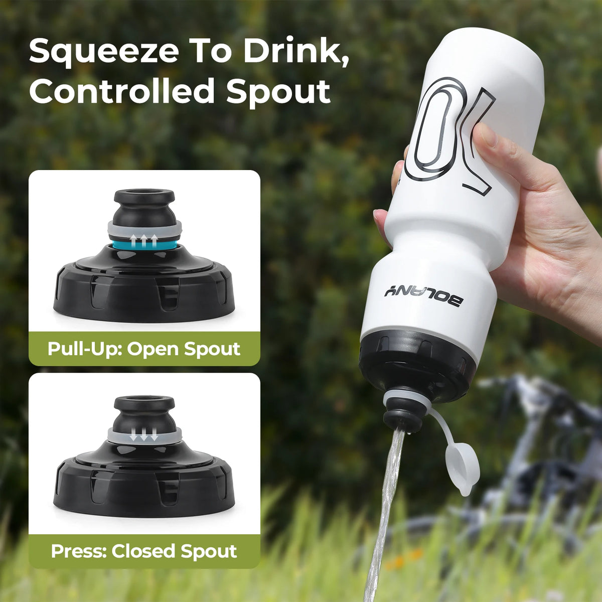 BOLANY 750ml Sports Cycling Squeeze Water Bottle – Lightweight Portable Outdoor Kettle with Lid