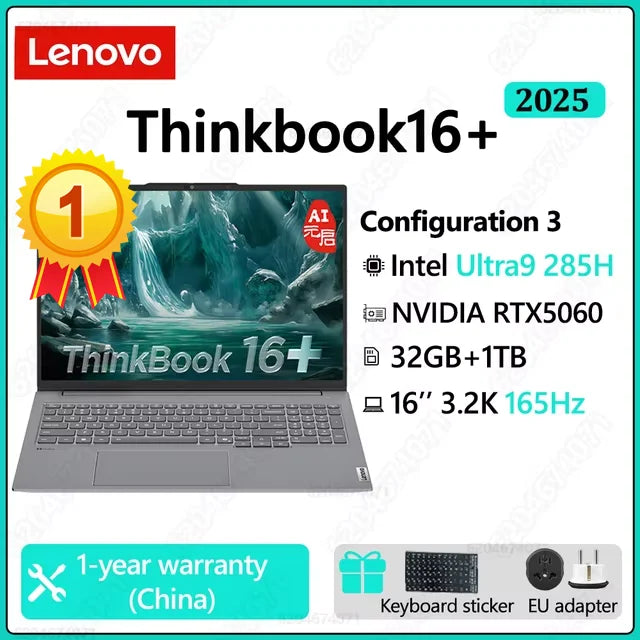 Lenovo ThinkBook 16+ 2025 – Intel Core U9-285H, RTX 5060, 32GB DDR5, 1TB SSD, 16" 3.2K 165Hz