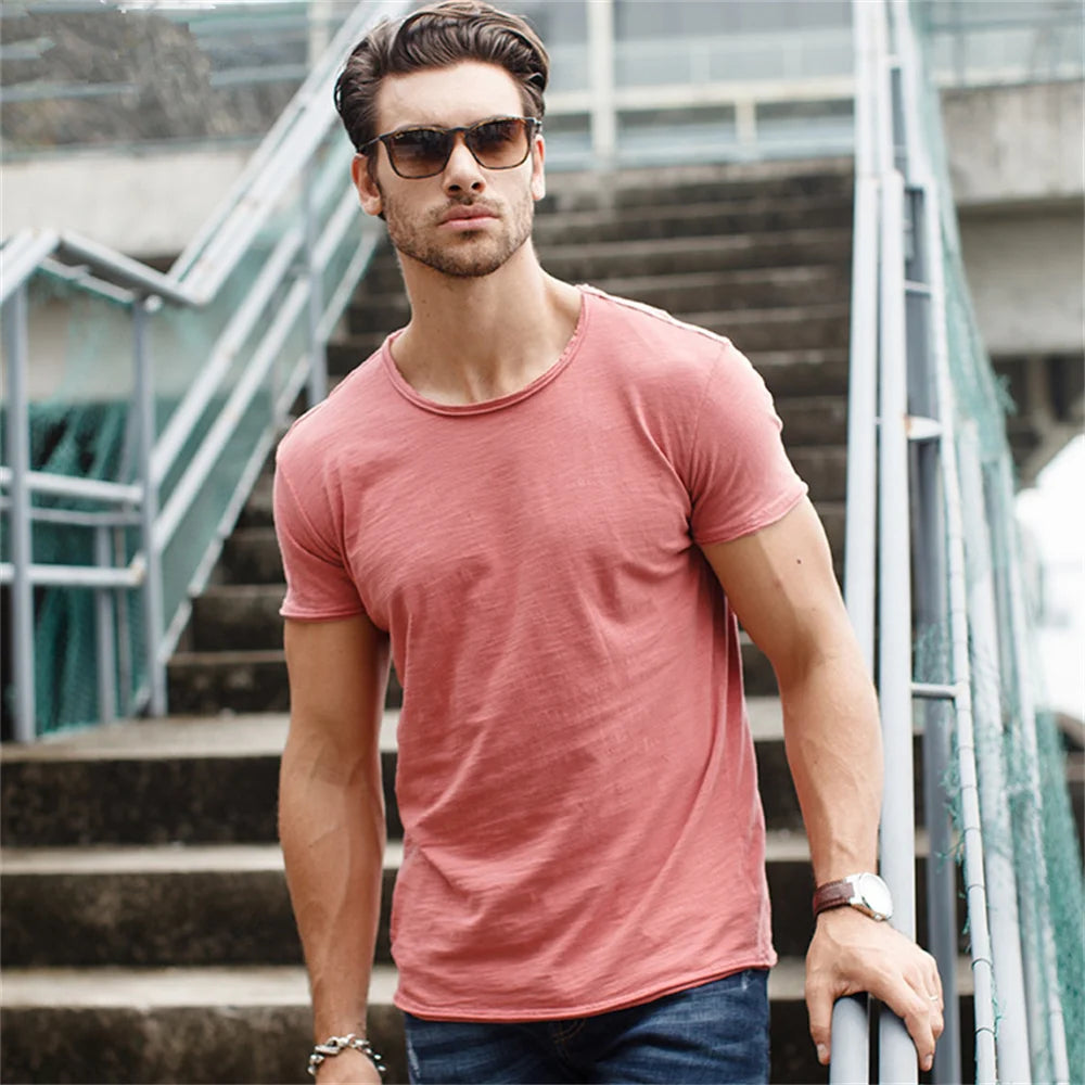 Men's 100% Cotton O-Neck Short Sleeve T-Shirt — Classic Crew Neck Essential