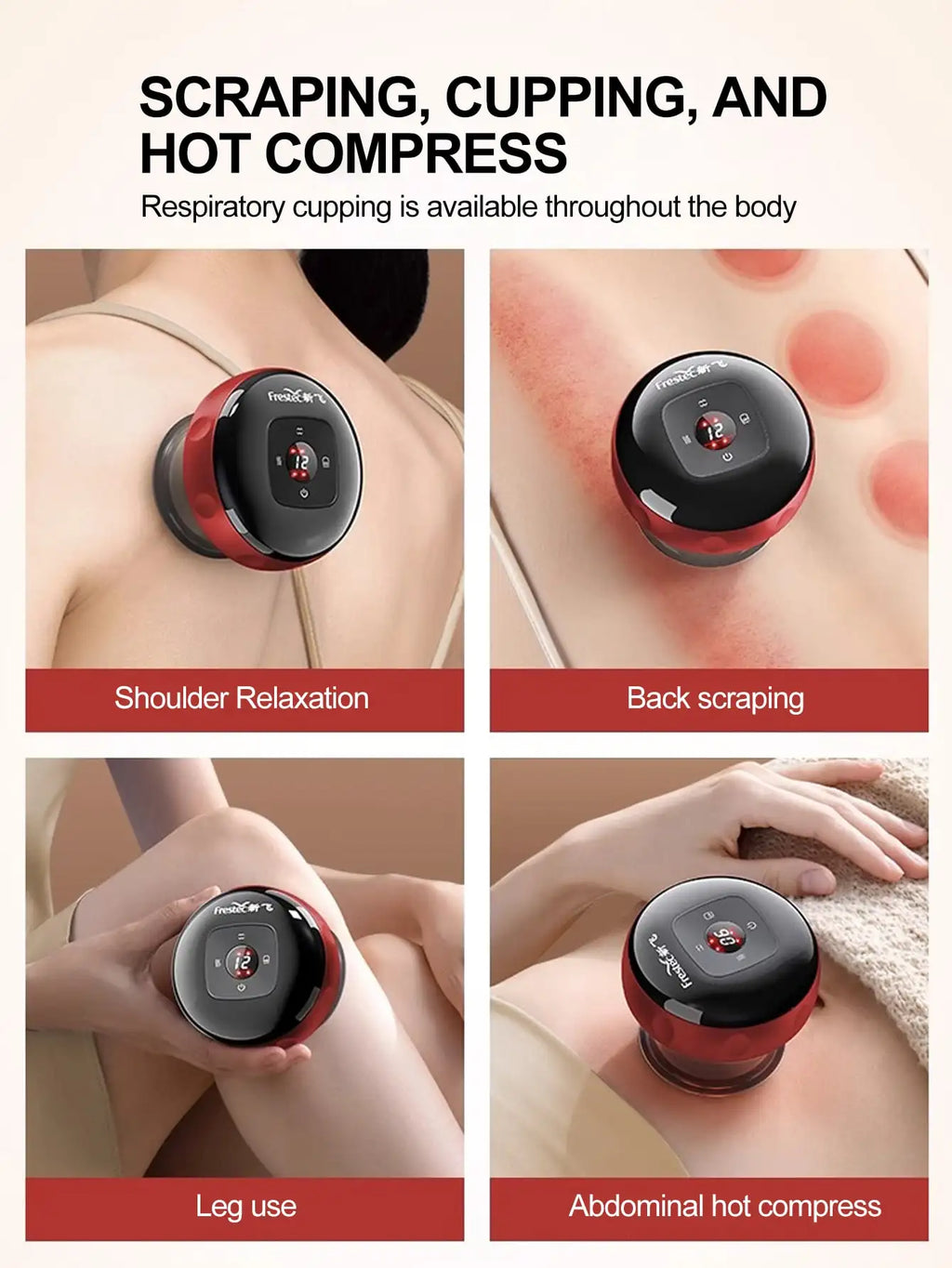 Electric Vacuum Cupping & Scraping Massage Device – Heated Suction Cup Body Treatment
