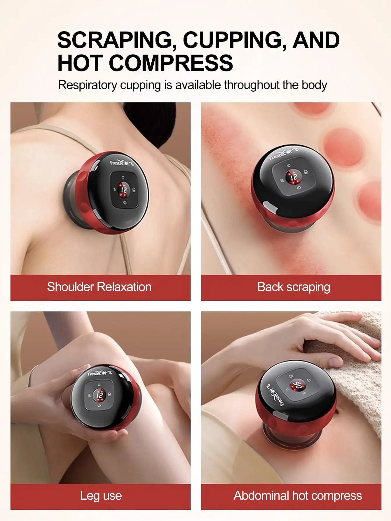 Electric Vacuum Cupping & Scraping Massage Device – Heated Suction Cup Body Treatment