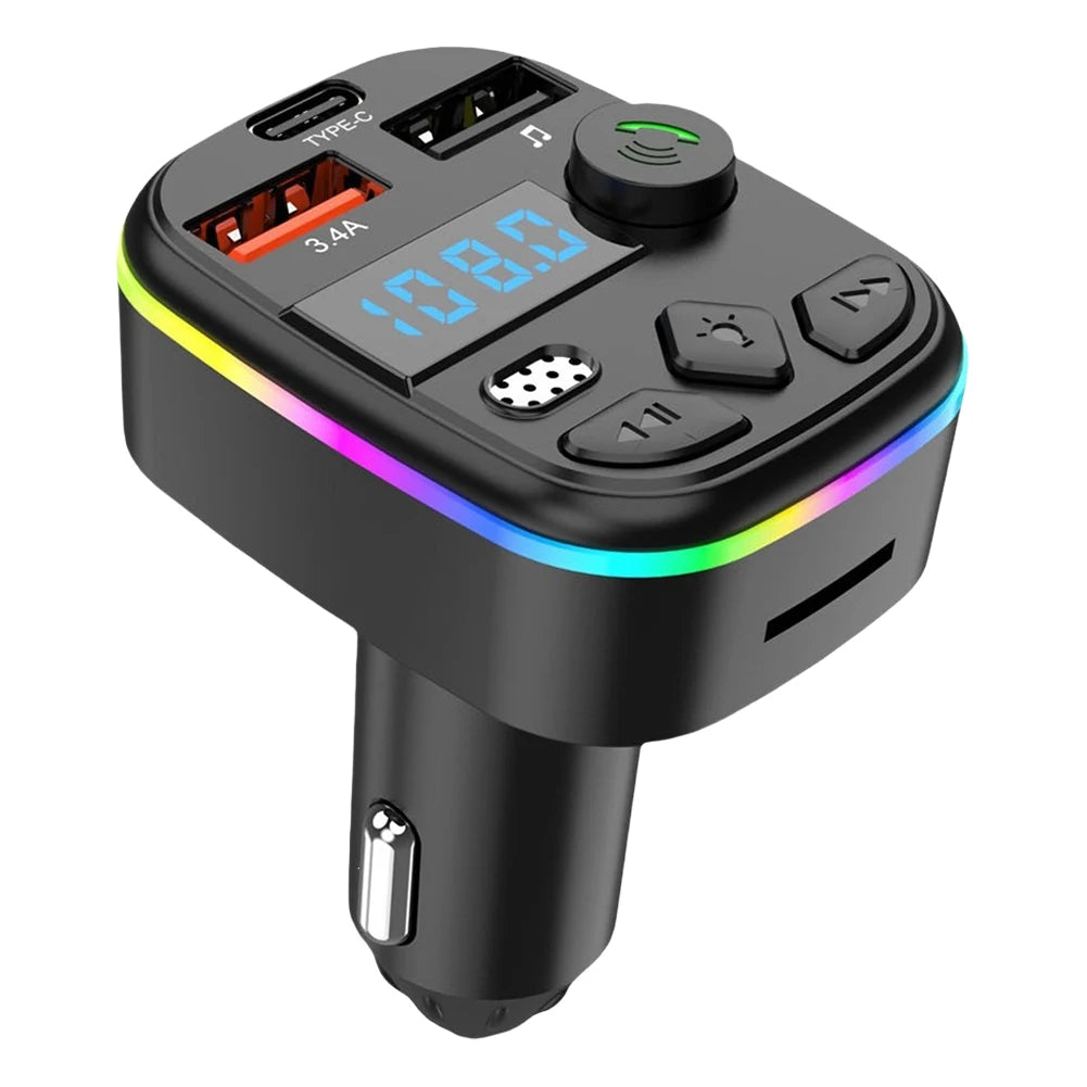 Bluetooth 5.3 FM Transmitter Car Kit — Hands-Free Calling, Dual USB Charging & MP3 Player