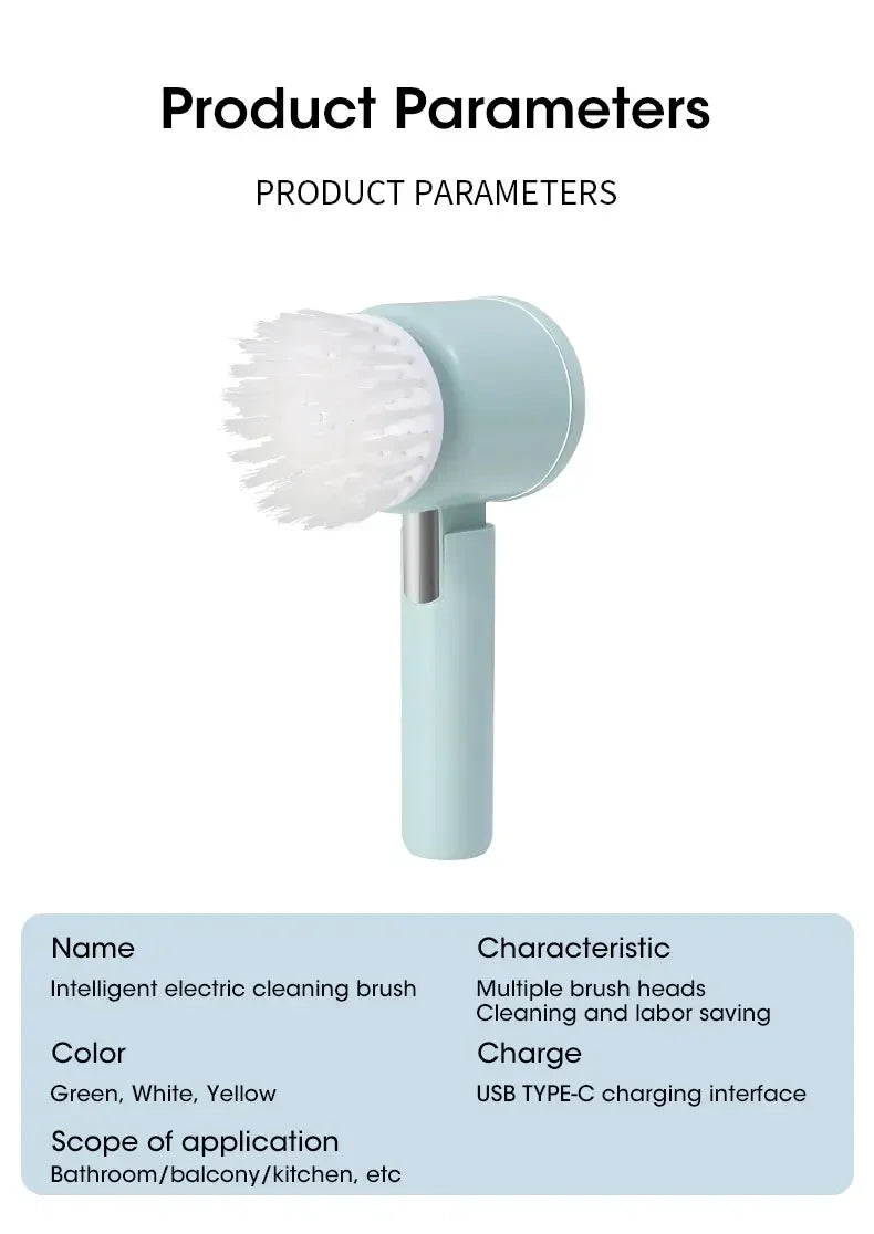 Cordless Spin Scrubber 5-in-1 – USB Rechargeable Electric Cleaning Brush for Bathroom, Kitchen & Tile