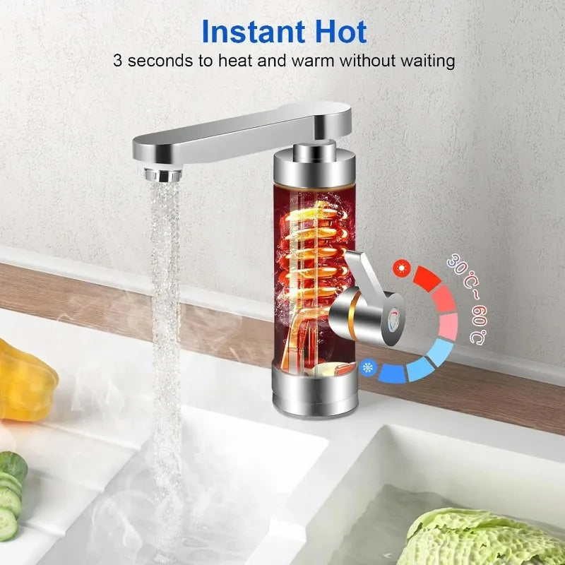 Electric Instant Tankless Hot Water Faucet — LCD Temperature Display, 360° Mixed Flow