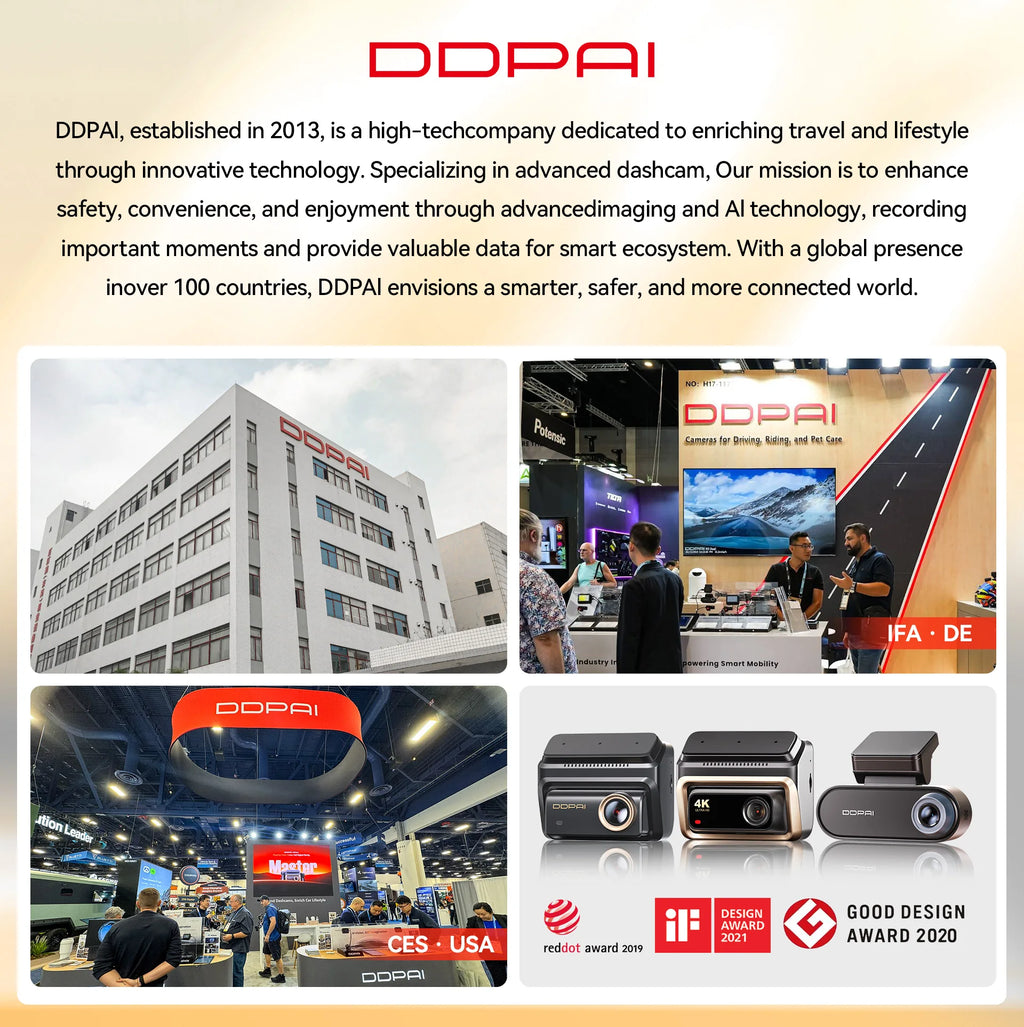 DDPAI N1 Dual Dash Cam – 1296P Front & Rear NightVIS Car DVR with App Control
