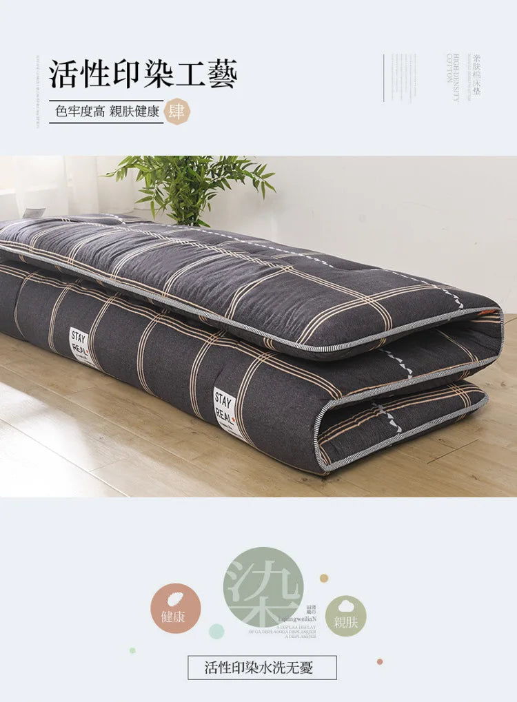 Japanese Style Thick Mattress – Student Dormitory Tatami, Single & Double, Foldable Floor Mattress
