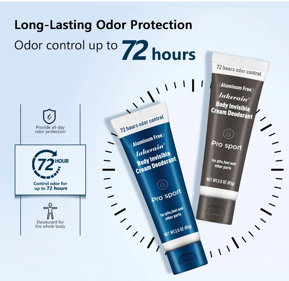 72h Invisible Deodorant Cream for Men 85g – Aluminum-Free