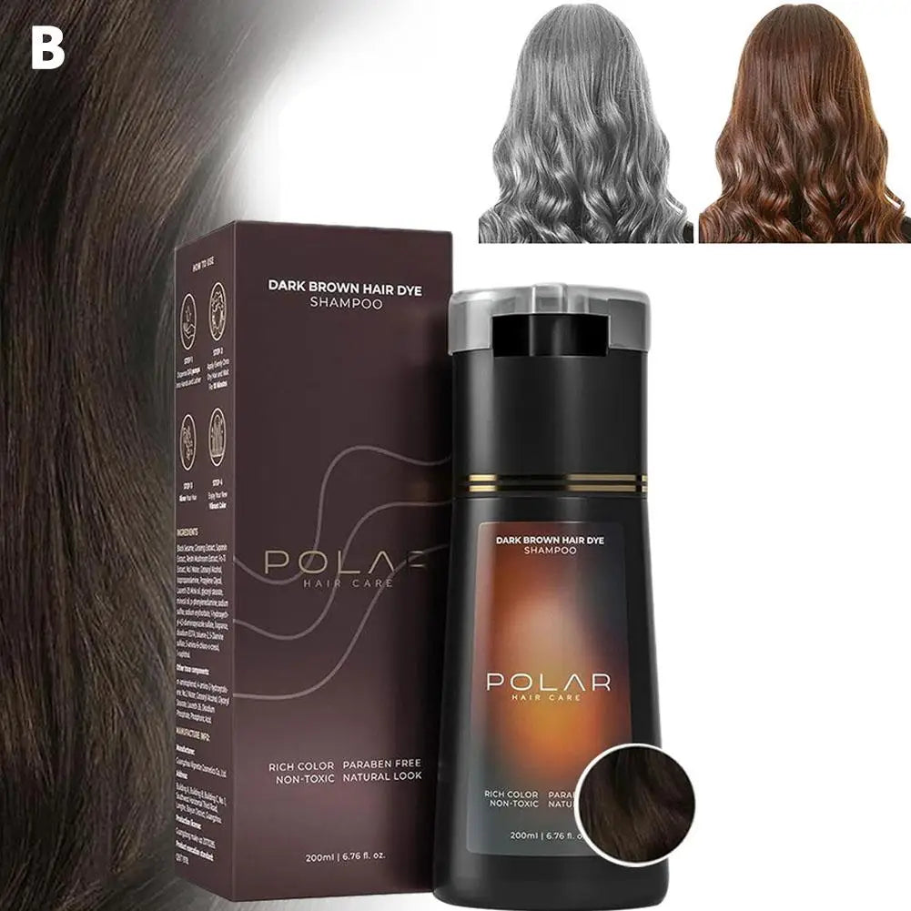 Hair Dye Shampoo for Gray Hair — Semi-Permanent Black, Brown & Purple 200ml