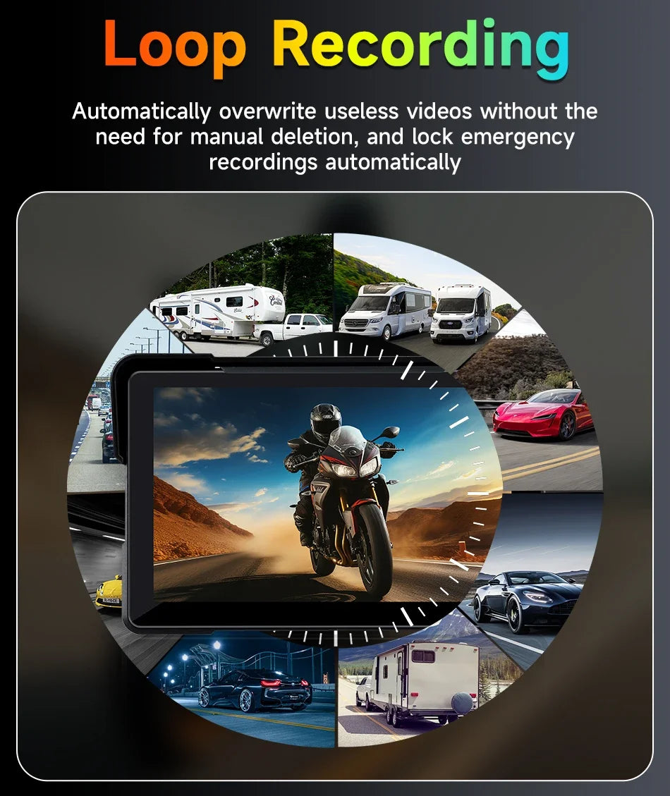 5"/7" Motorcycle CarPlay Screen – Wireless CarPlay & Android Auto, GPS Navigation, Dual Bluetooth, IPX7