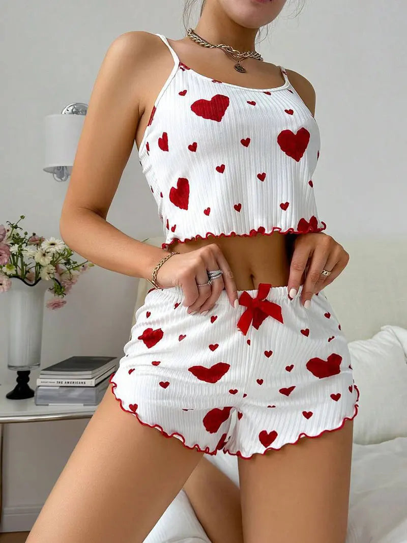Women's 2-Piece Print Camisole & Shorts Pajama Set | Sexy Lingerie Sleepwear