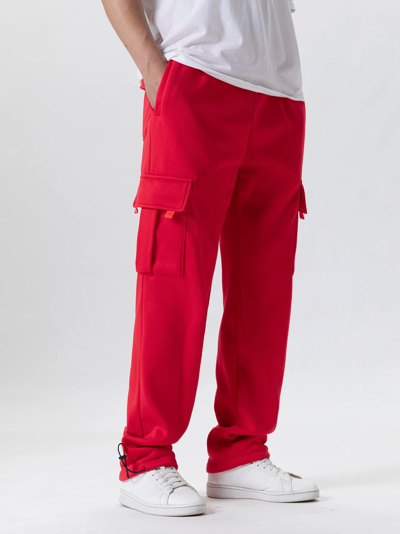 Men's Multi-Pockets Sweatpants Autumn Winter Drawstring Straight Fit Pants Running Jogger Sports Gym Trousers Male Loose Pants