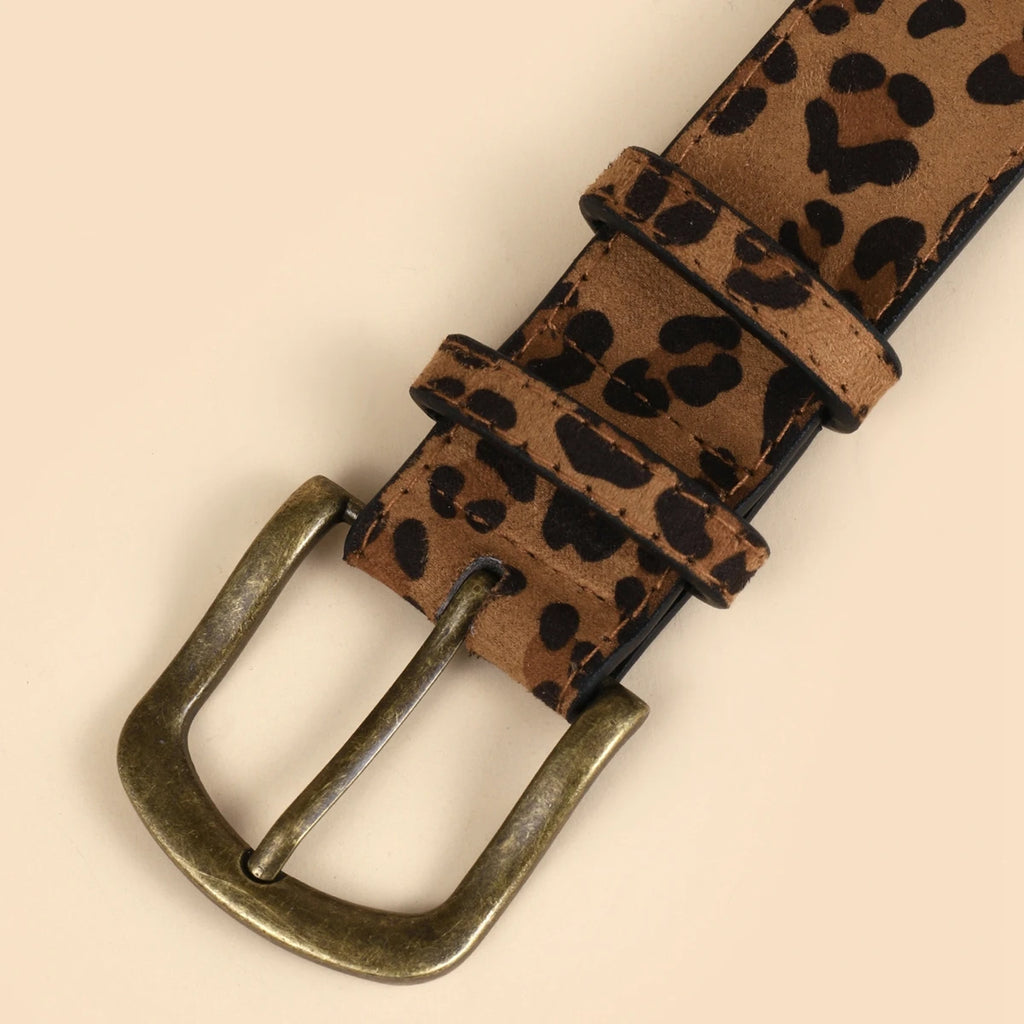 Boho PU Leopard Print Belt Women's Dress – Slim Fit Custom Belt Dress