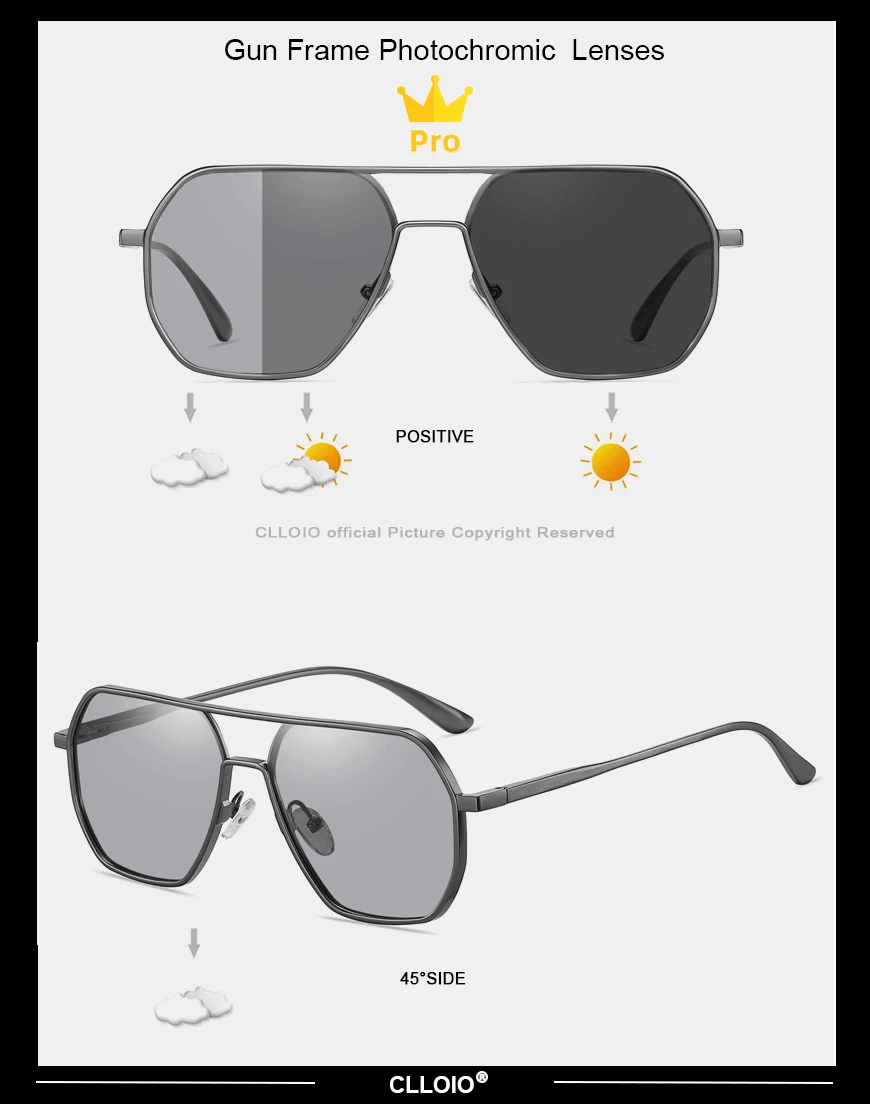 CLLOIO Anti-Glare Day & Night Vision Sunglasses | Polarized Photochromic UV400 Driving Glasses