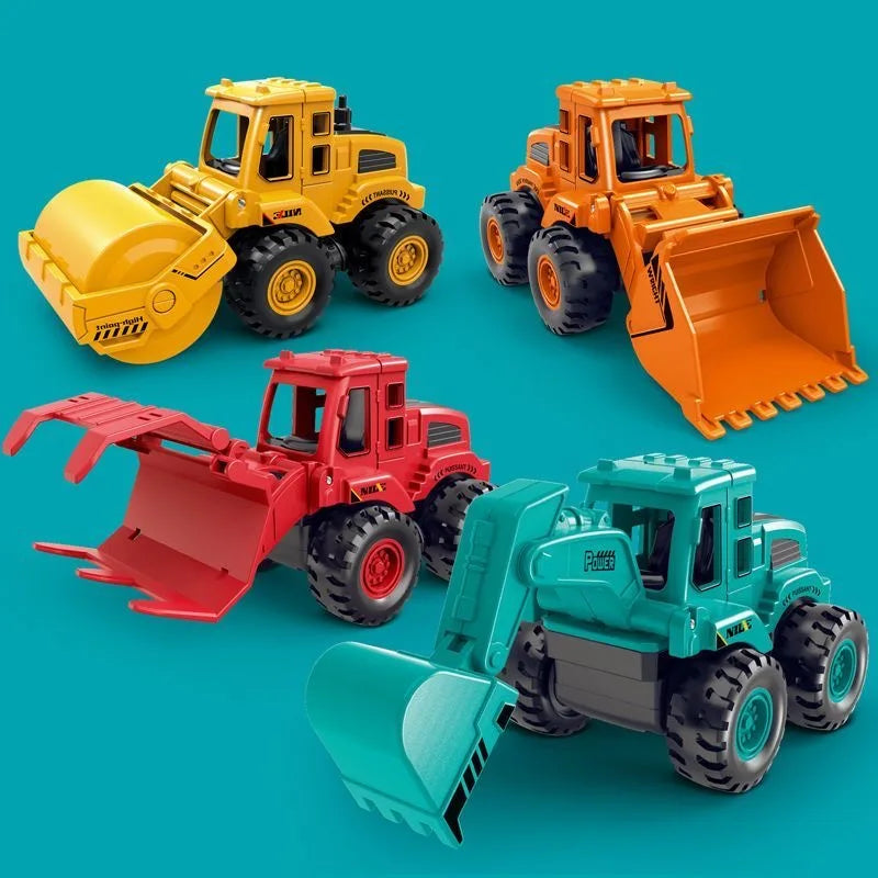 Inertial Construction Vehicle Toy – Excavator, Bulldozer, Road Roller & Claw Machine