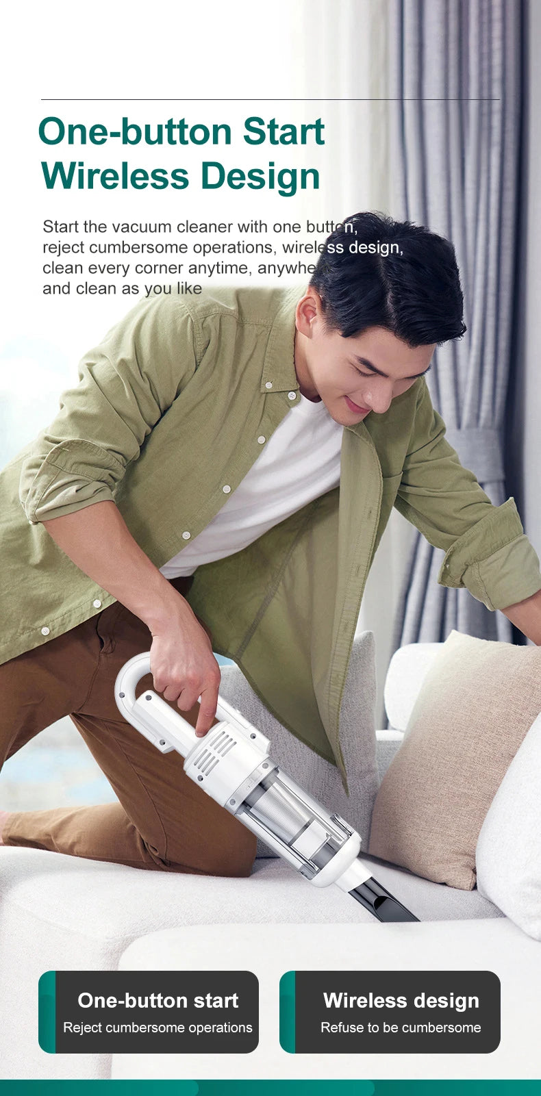 Handheld Wireless Vacuum Cleaner — Powerful Suction, HEPA Filter for Car & Home