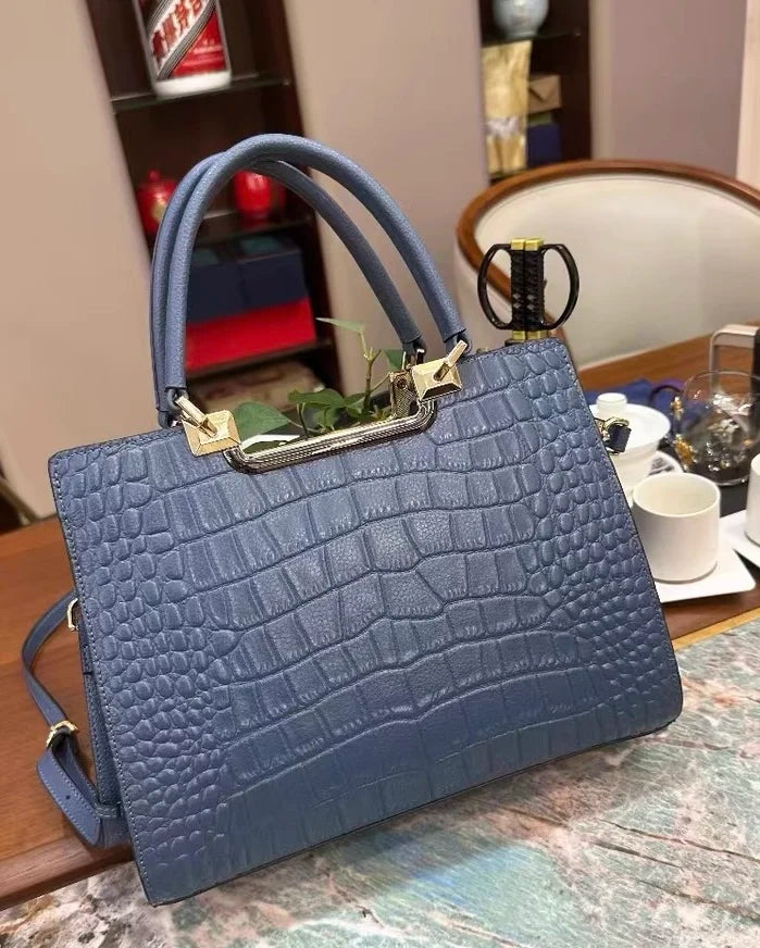 Genuine Cow Leather Tote Shoulder Bag – Handmade Luxury Handbag for Women