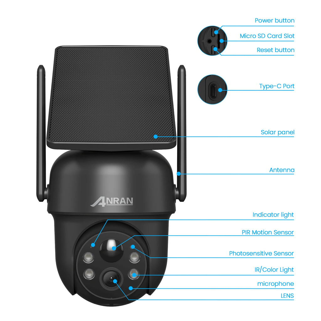 ANRAN Solar Wi-Fi Security Camera with Motion Alerts