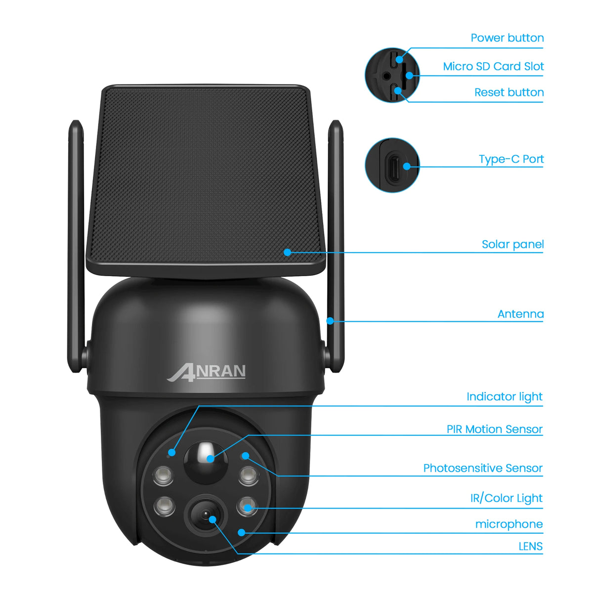 ANRAN Solar Wi-Fi Security Camera with Motion Alerts