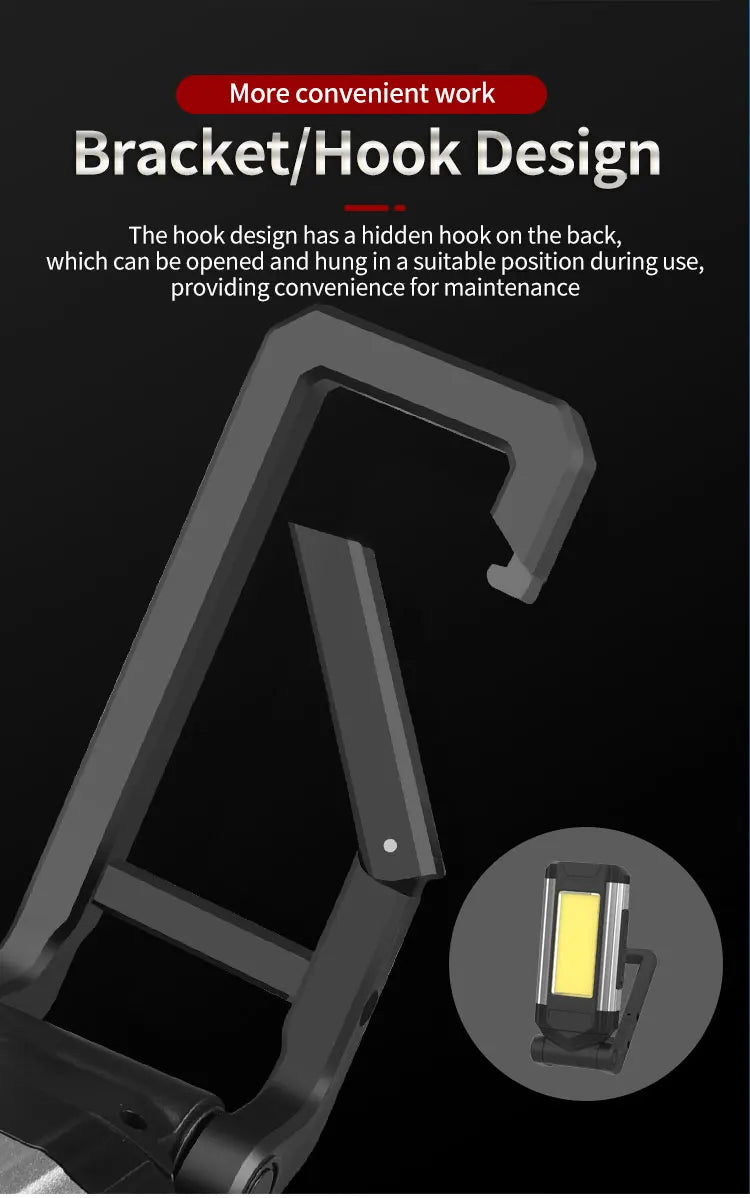 2026 Portable COB Magnetic Work Light — Rechargeable LED Flashlight for Camping & Car Repair