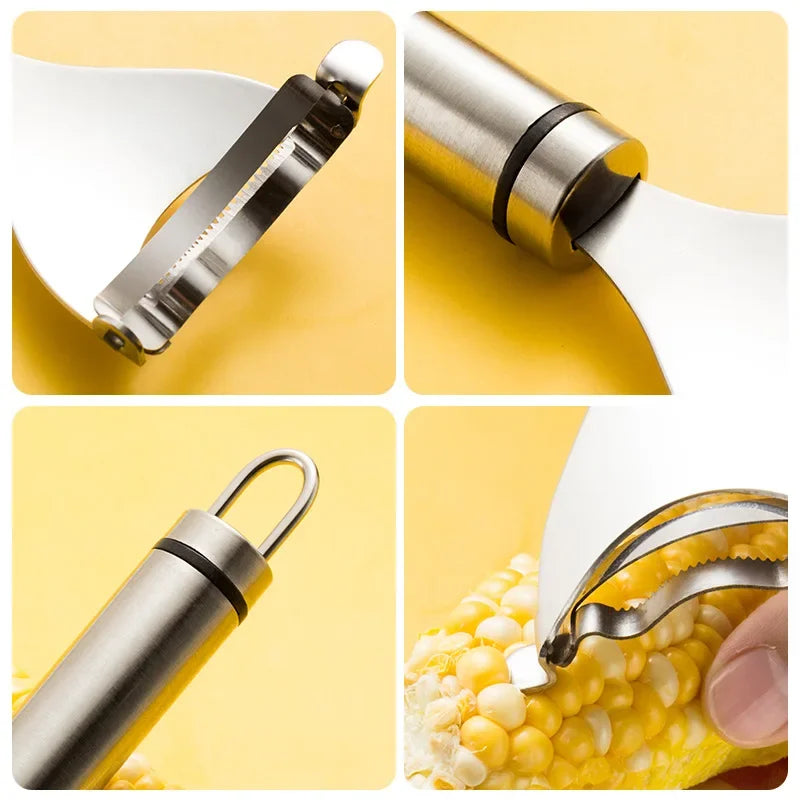 Stainless Steel Corn Peeler – Serrated Kernel Stripper