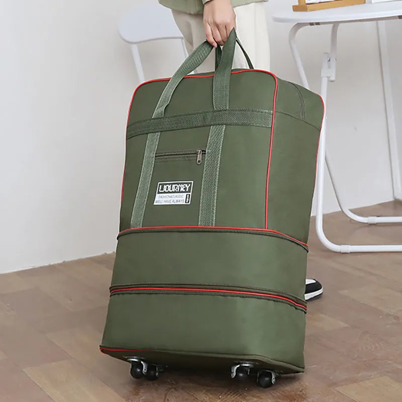 Foldable Wheeled Travel Bag – Expandable Oxford Luggage