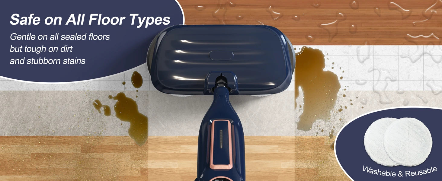 Steam Mop Cleaner with Rotating Mop Pad — 10-in-1, 1300W, 3 Steam Modes, Spin Scrubbing