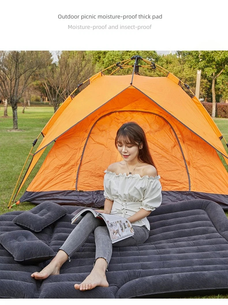 Car Inflatable Mattress – Soft Fabric Backseat Air Bed for Road Trips & Camping, Multiple Colors