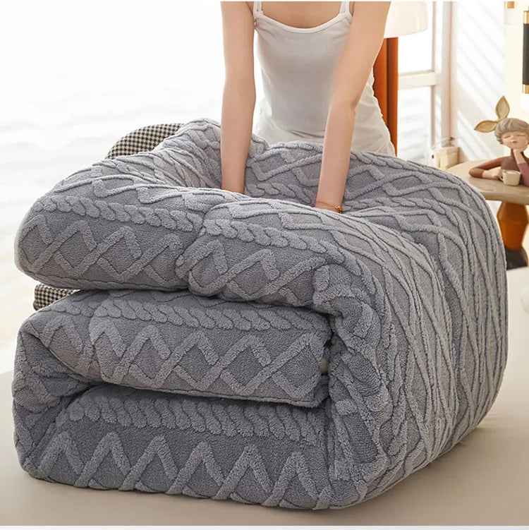 Thick Fleece Bed Blanket – Faux Lamb Plush Comfort