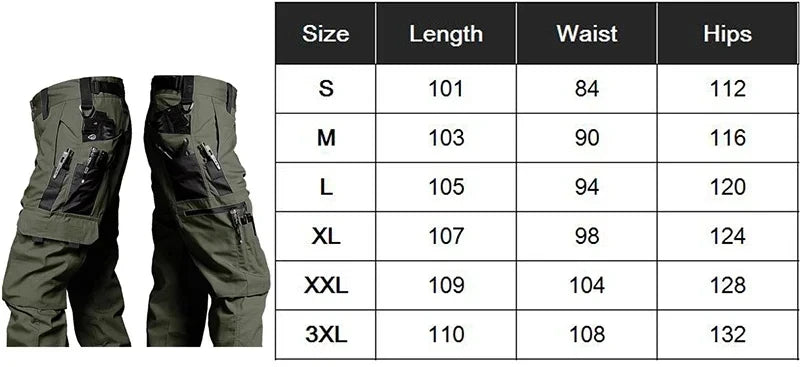 Men's Tactical Waterproof Multi-Pocket Cargo Pants — Durable Outdoor Work Trousers
