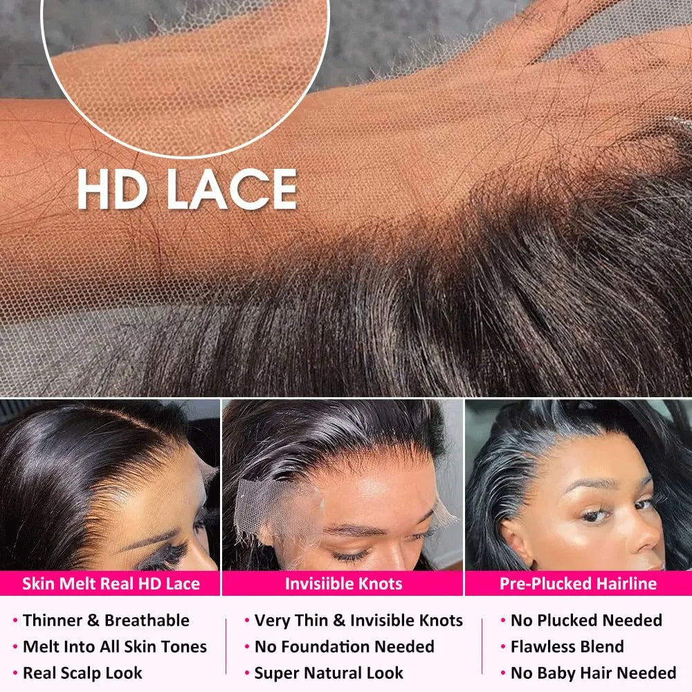 250 Density Body Wave Lace Front Wig | 13x4 13x6 5x5 HD Glueless Pre-Plucked Bleached Knots Brazilian Human Hair
