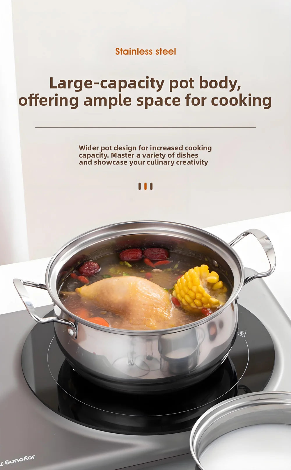 3-Piece Stainless Steel Cookware Set – Stockpot, Saucepan & Frying Pan