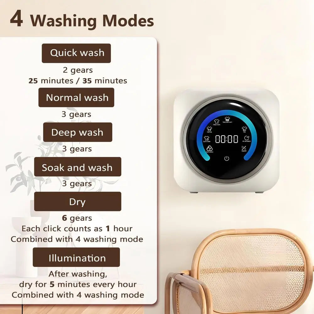Mini Portable Washer & Dryer Combo — 3.5L Wall-Mounted Fully Automatic Front Drum Washing Machine for Small Spaces