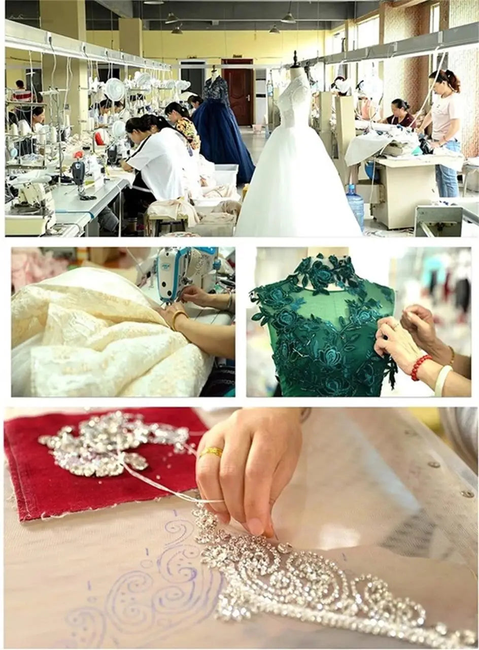 O-Neck Full Sleeve Flower Ruched Prom Gown — A-Line Floor-Length Formal Dress Customized
