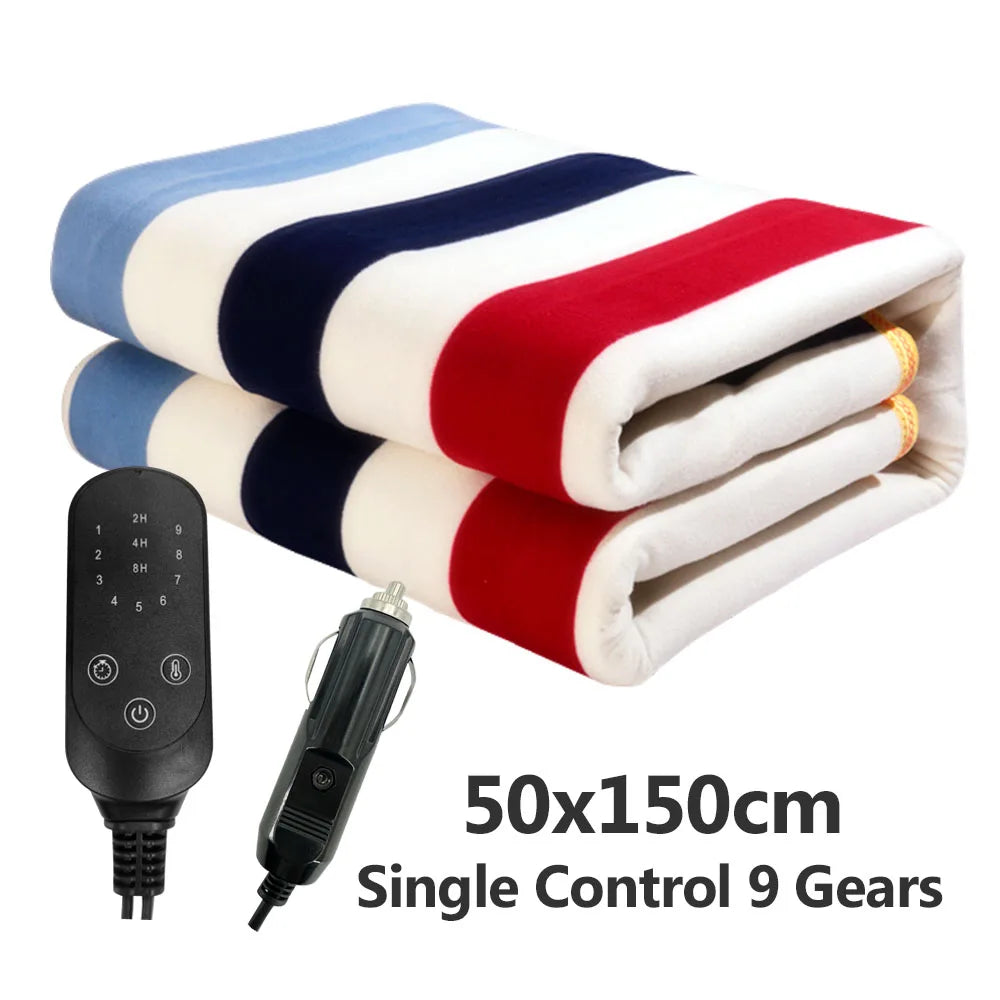 12V Car Electric Heated Blanket – Adjustable Heating Travel Blanket for Car, Camping & Outdoor