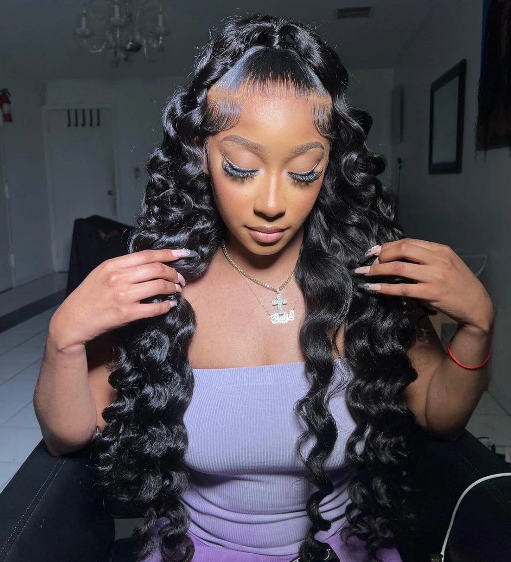 40 Inch Loose Deep Wave Lace Front Human Hair Wig Brazilian Nature Wave Curly Wigs Human Hair 13x6 HD Lace Frontal Wig For Women
