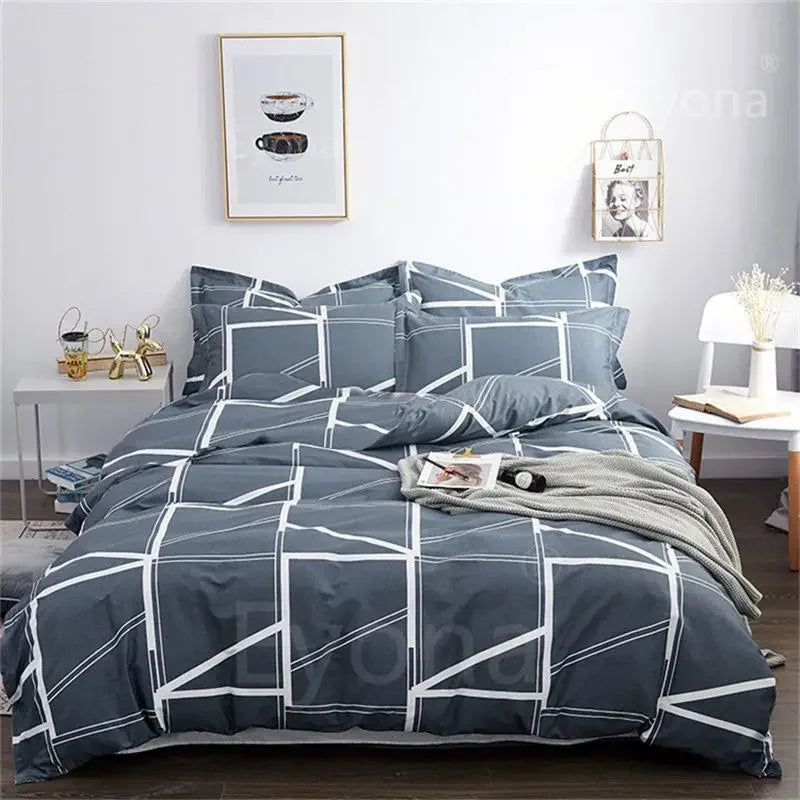 Plaid Print Duvet Cover – Lightweight Polyester-Cotton Bedding Bag, 24 Colors & 3 Sizes