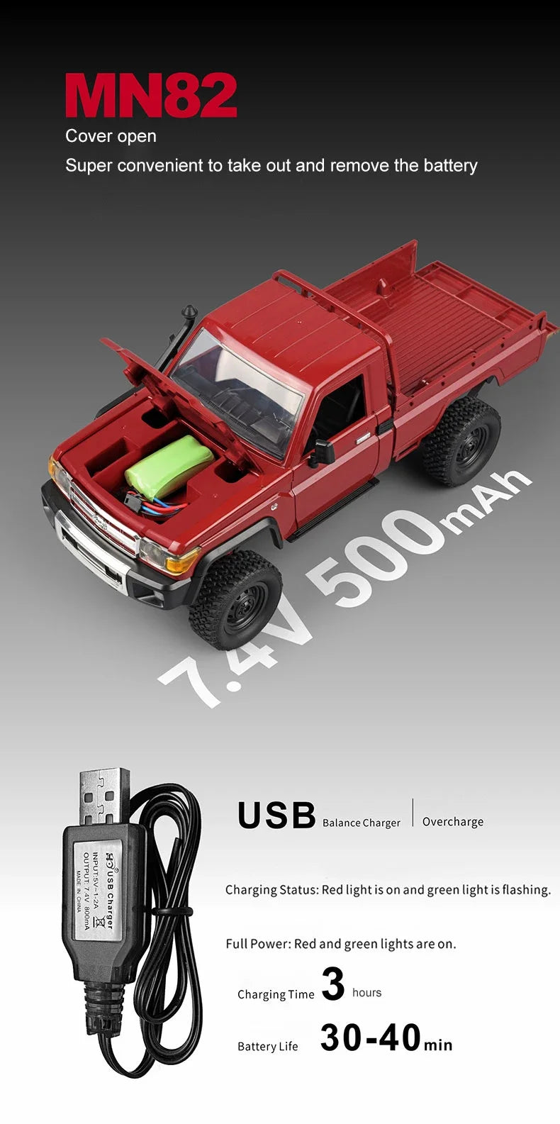 MN82 / MN82S / LC79 1:12 Scale 4WD RC Pickup Truck – Remote Control Off-Road Crawler for Kids