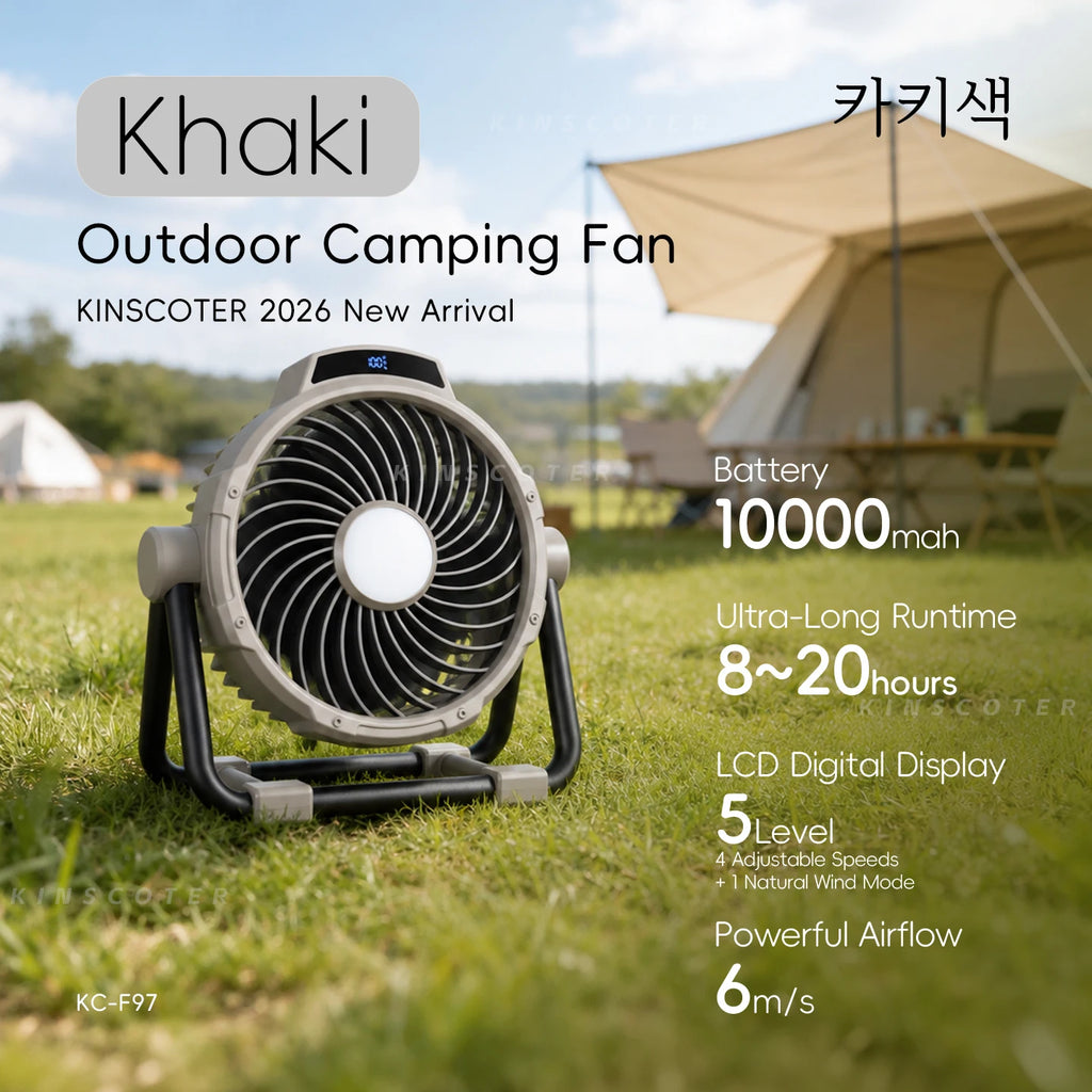 6-in-1 Portable Camping Fan – 20000mAh Rechargeable Wireless Tent Ceiling Fan with LED Light & Power Bank