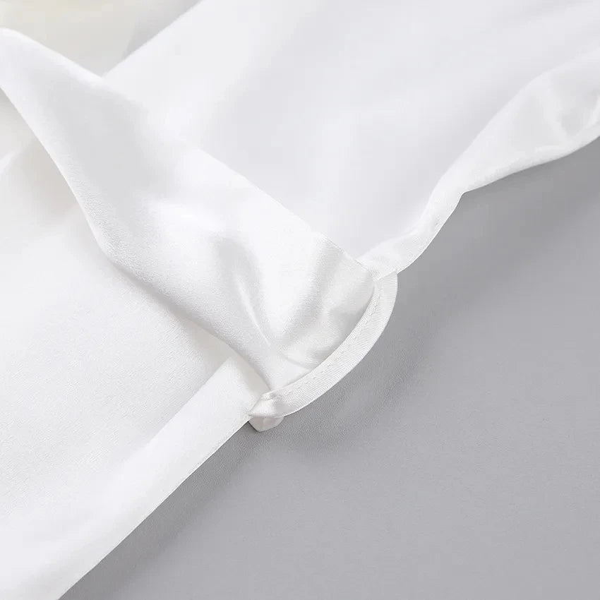 White Feather & Fur Trim Satin Robe | Bridal Nightgown Bathrobe for Women