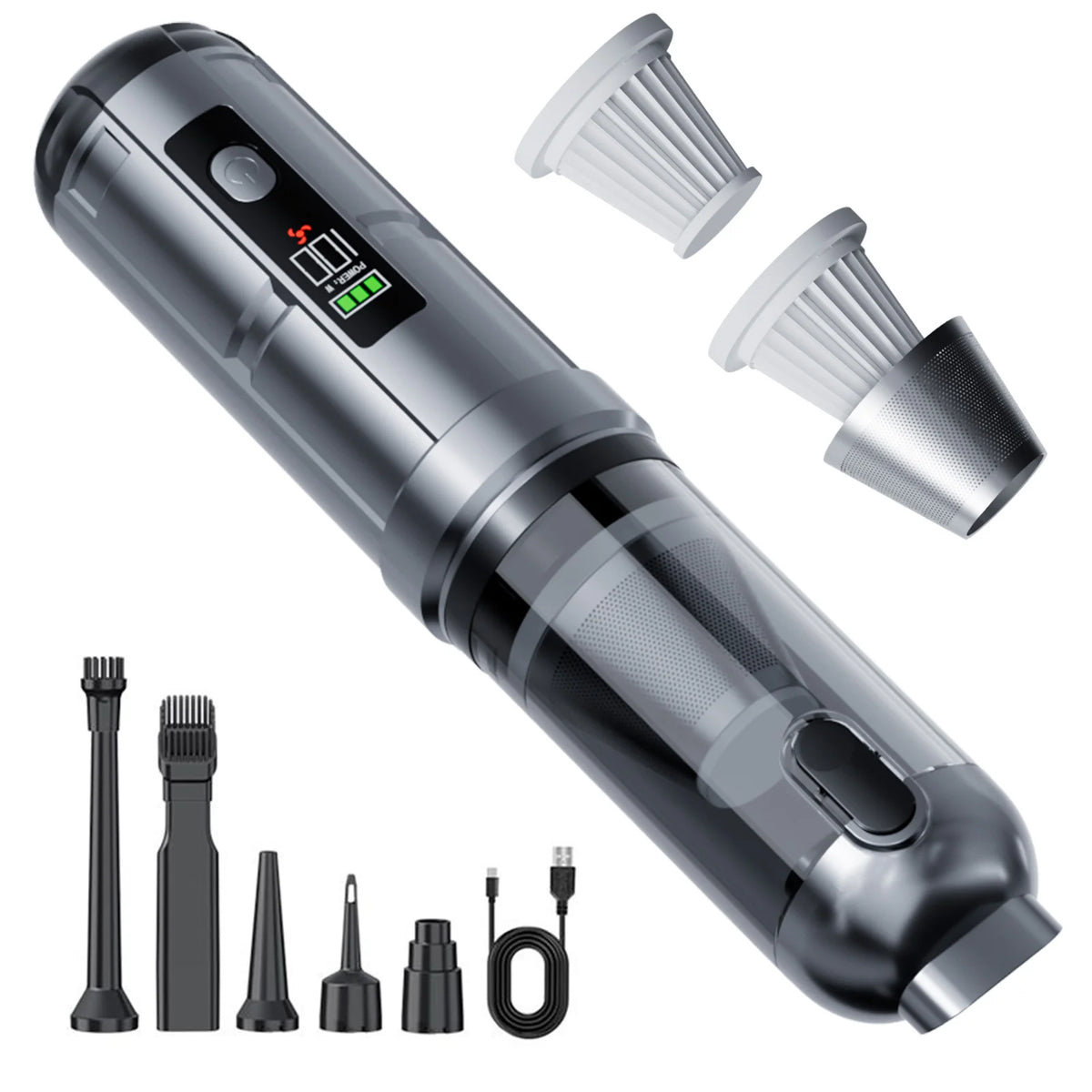 Cordless Car Vacuum – 17kPa Brushless Cleaner & Duster