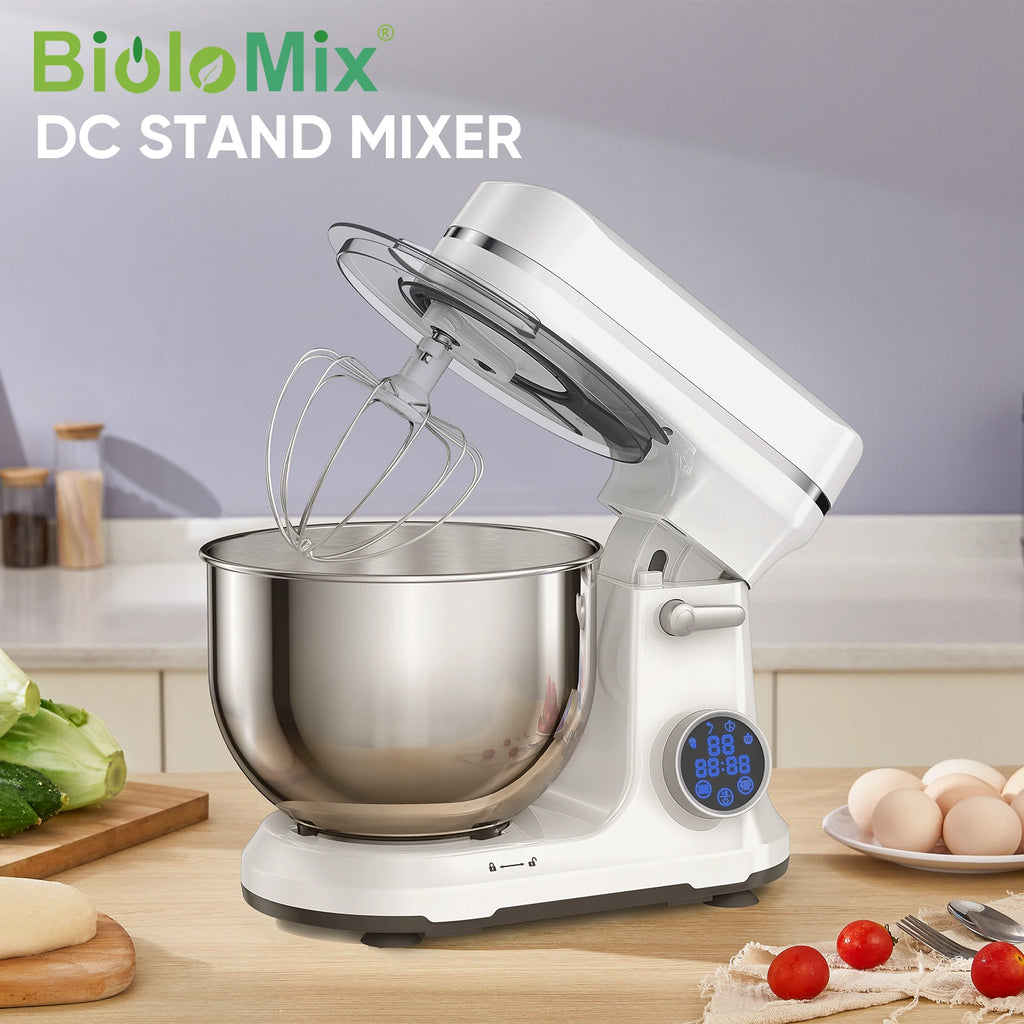 BioloMix 1200W Kitchen Stand Mixer – 11-Speed DC Motor, OLED Display, Dough Hook & Whisk Included