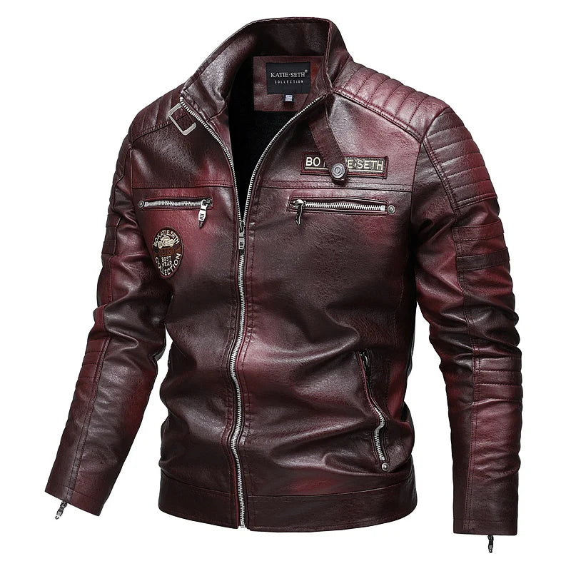 Men's Faux Leather Jacket – Slim Fit Casual Layer