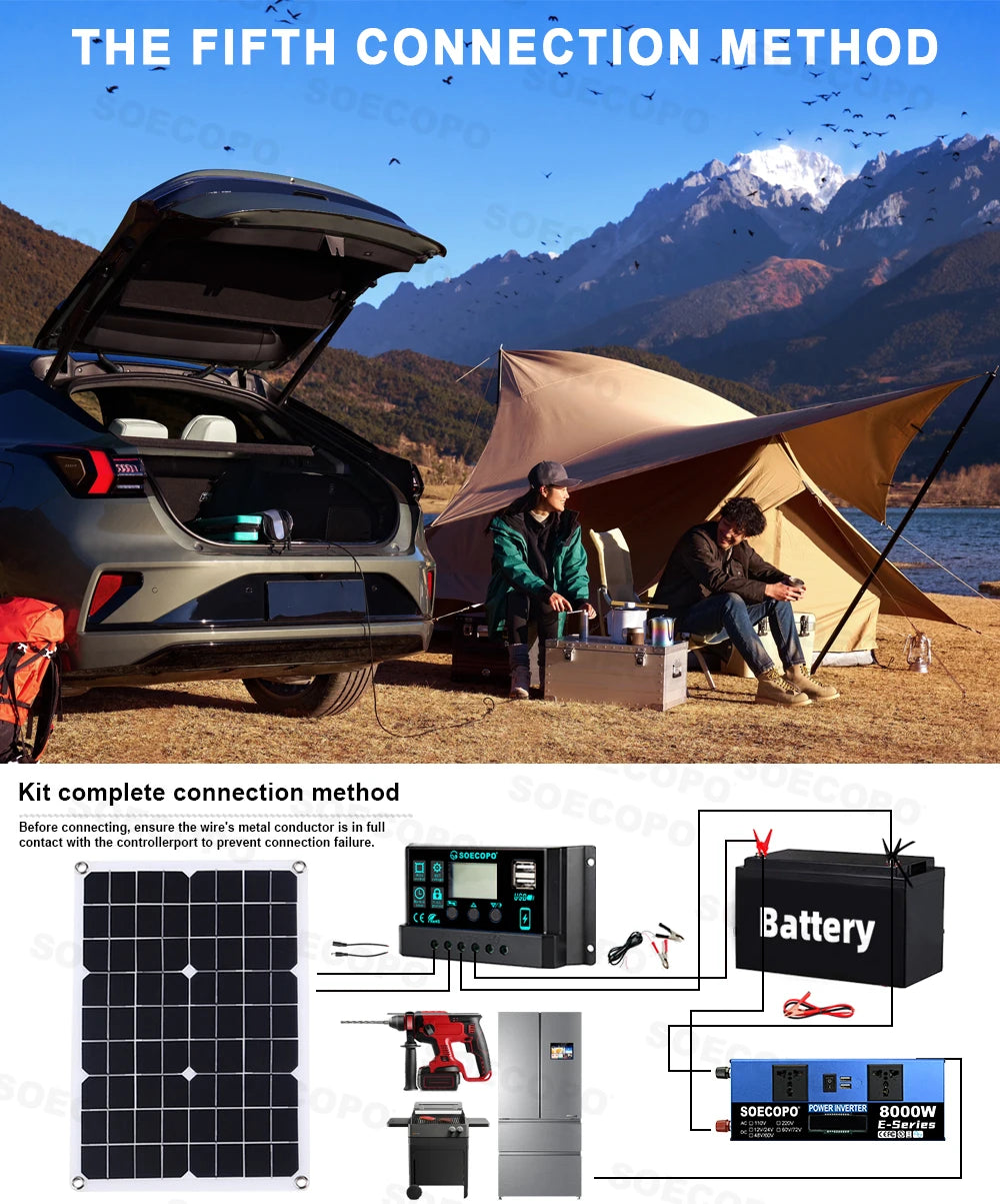Off-Grid Solar Kit – 10000W Inverter, 500W Solar Panels, 100A Controller, DC 12V/24V to AC 110V/220V