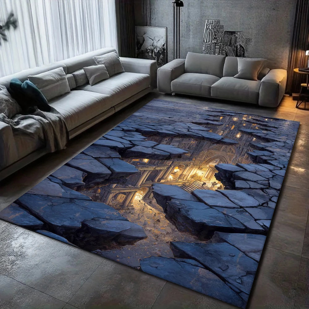 3D Illusion Deep Hole Gaming Room Rug – Non-Slip Area Carpet for Living Room, Bedroom & Lounge, 5 Designs & 3 Sizes