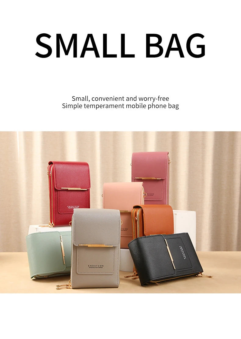 Women Crossbody Shoulder Bags Wallets Touch Screen Cell Phone Purse Soft Leather Strap Handbag for Female Luxury Messenger Bags
