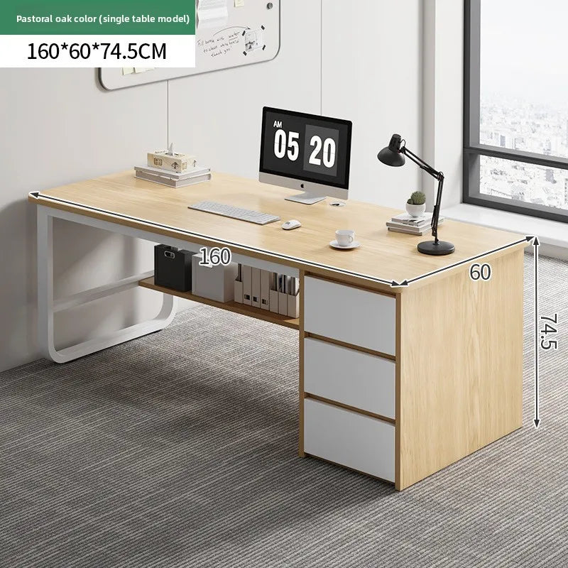 Modern Desk with Integrated Bookshelf — Student Writing Desk, Home Computer Desk & Bedroom Study Table