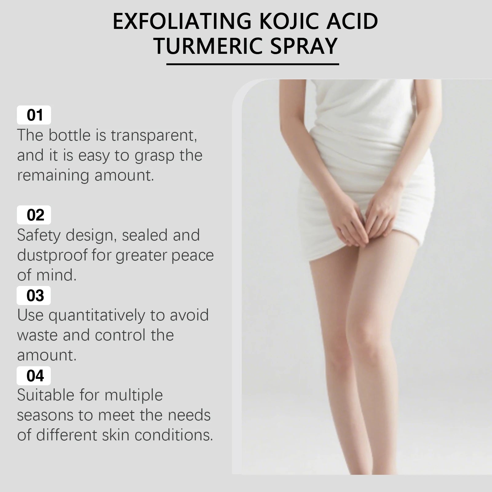 Kojic Acid Turmeric Exfoliating Body Spray – Brightening Peeling Solution 100ml